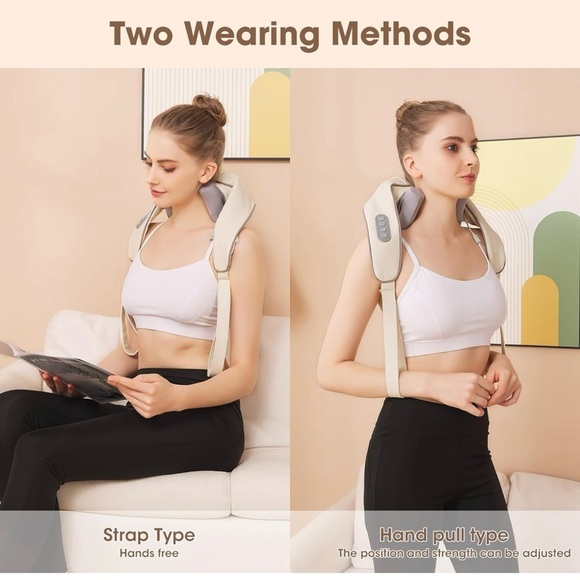 Neck and Shoulder Massager with Heat - Cream and Gray - Picture 4 of 8